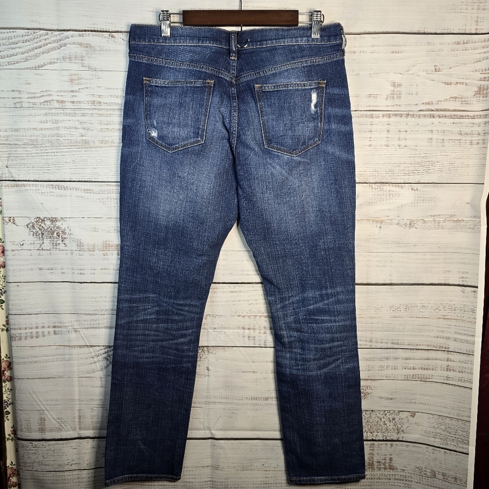 J.Crew Women’s Distressed Blue Denim Jeans – Ripped Knee Straight Leg Size 29 - Picture 2 of 5